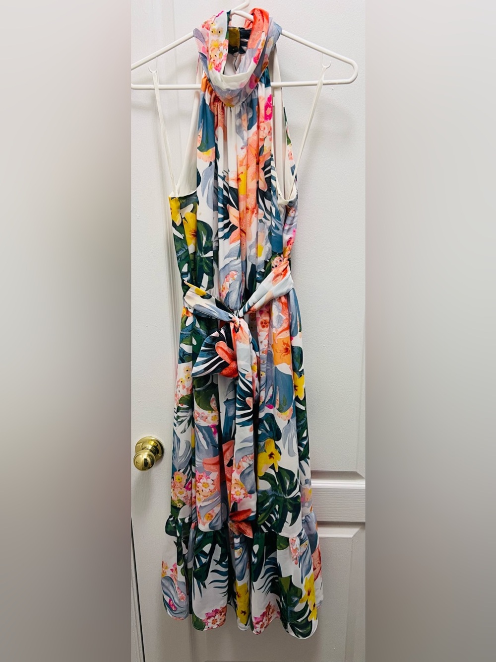 Eliza J Multi Tropical Floral Midi Dress
